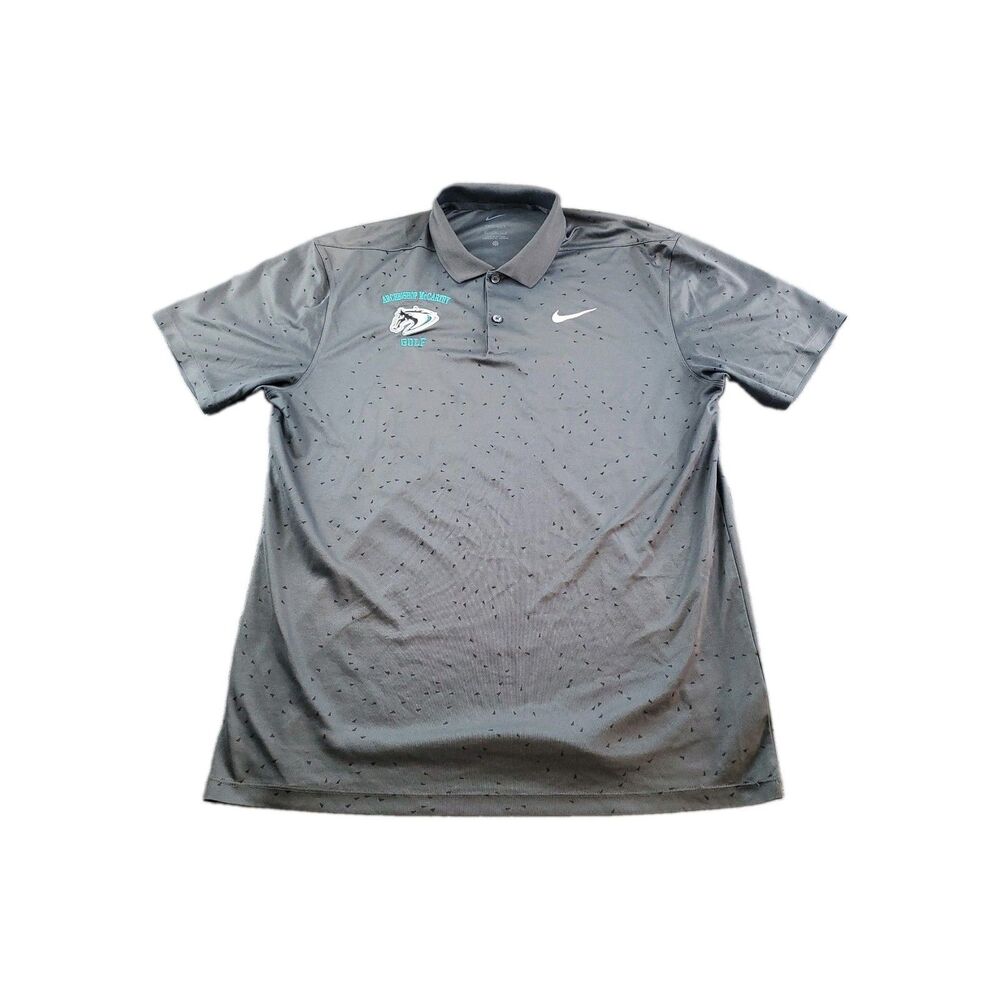 Nike Victory Dri Fit Polo Shirt Swiss dot Archbishop McCarthy golf Gray Men's M